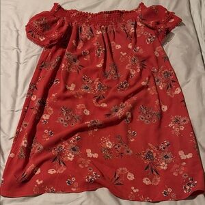 Xhilaration Red Floral Smocked Dress